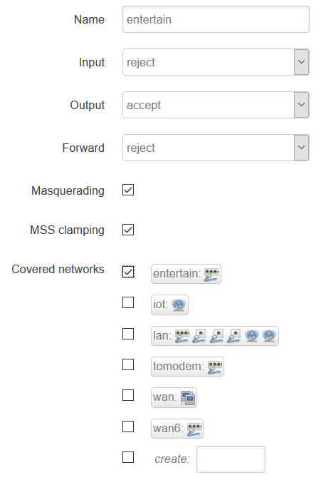 LuCI Add Firewall Zone